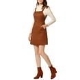 thumbnail image 4 of Allegra K Women's Faux Suede Zipper Front Elegant Pinafore Overall Mini Dress, 4 of 5