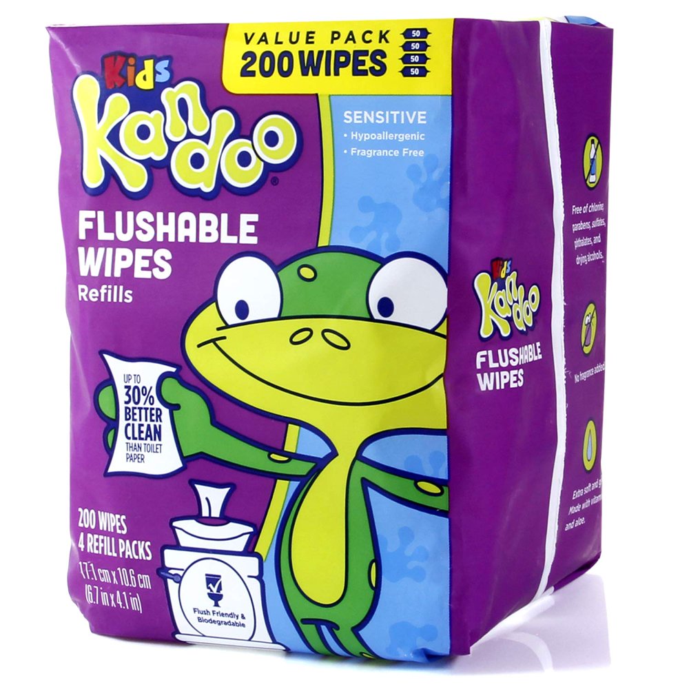 Flushable Wipes for Baby and Kids by Kandoo, Unscented for Sensitive