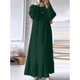 thumbnail image 1 of Generic 2025 Muslim Women's Wear Robe Spring and Autumn New Fashion Puff Sleeve Vintage Pocket Hem Ruffle Dress, 1 of 1
