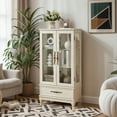 thumbnail image 4 of MDQMD Antique White Display Cabinet with Adjustable Glass Shelves and 1 Drawer,Small Curio Cabinet with Glass Doors and Light for Living Room, 4 of 10