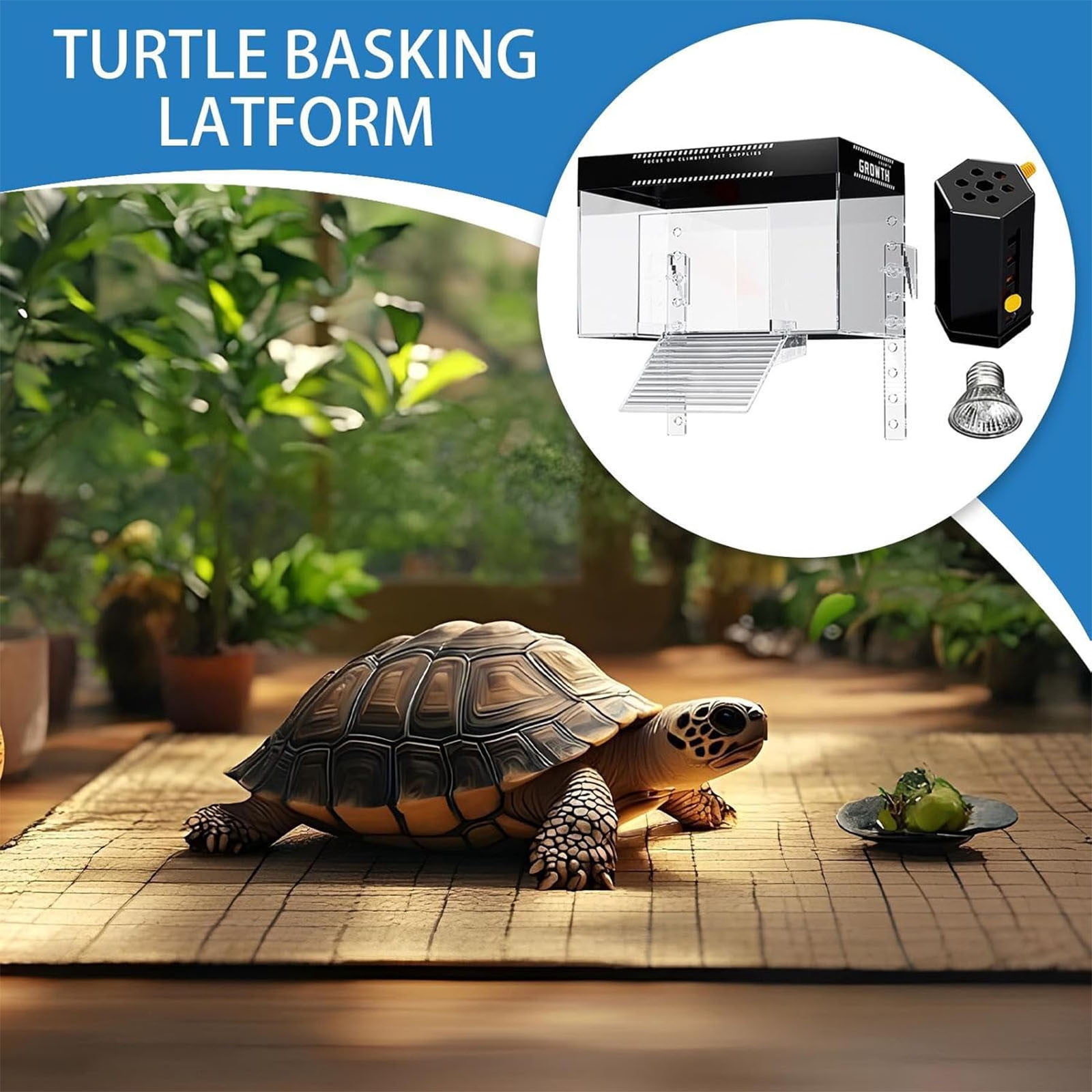 AUHomi Turtle Basking Platform, Small Land Elevated Topper Decor, Eared Slider Hanging Habitat Enclosure Cage, Tank with Lid, Tortoise House for Semi Aquatic Baby Terrapin