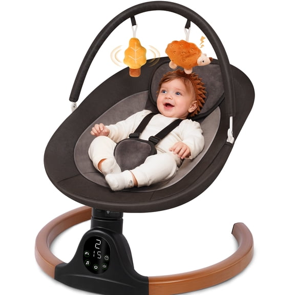 Babyeap Baby Swing for Infants, Electric Swing with 5 Swing Speeds and 10 Lullabies, Black