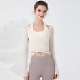 thumbnail image 2 of Top corto de gimnasia para mujer, camisa deportiva para Yoga, camisetas ligeras de manga larga, camisetas de entrenamiento de malla, cubierta de secado rápido, blusa de Fitness, chaqueta, 2 of 5
