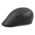 thumbnail image 1 of Newsboy Cap Retro Soft Comfortable Waterproof Solid Color Keep Warm Faux Leather Winter Thermal Men Beret Flat Hat for Outdoor, 1 of 8