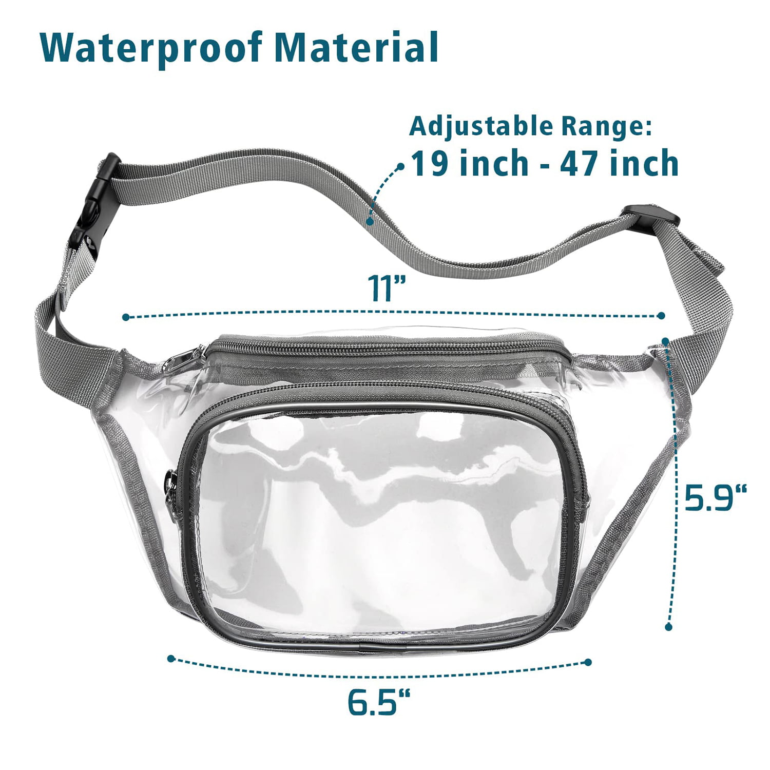  Clear Fanny Pack Stadium Approved - Packism Waterproof Cute Waist  Bag for Women Men Clear Purse Transparent Adjustable Belt Bag for Concerts,  Festival, Travel, Events, White