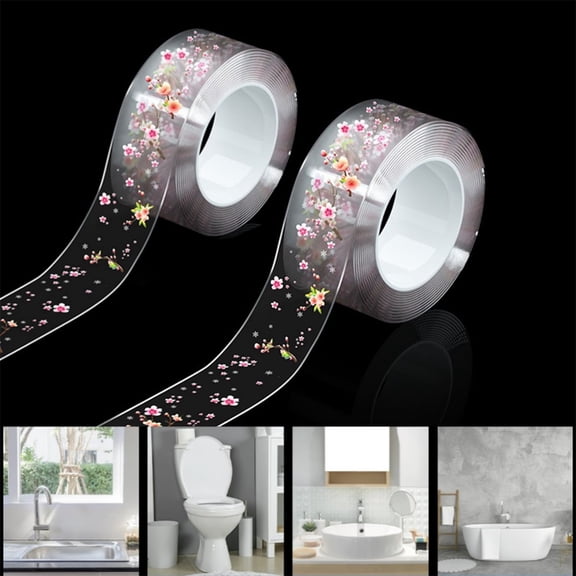 Self Adhesive Caulk Tape,2pcs Durable Sealant Strip Caulk Strip,Portable Clear Caulk Tape for Bathroom,Toilet Kitchen Countertop