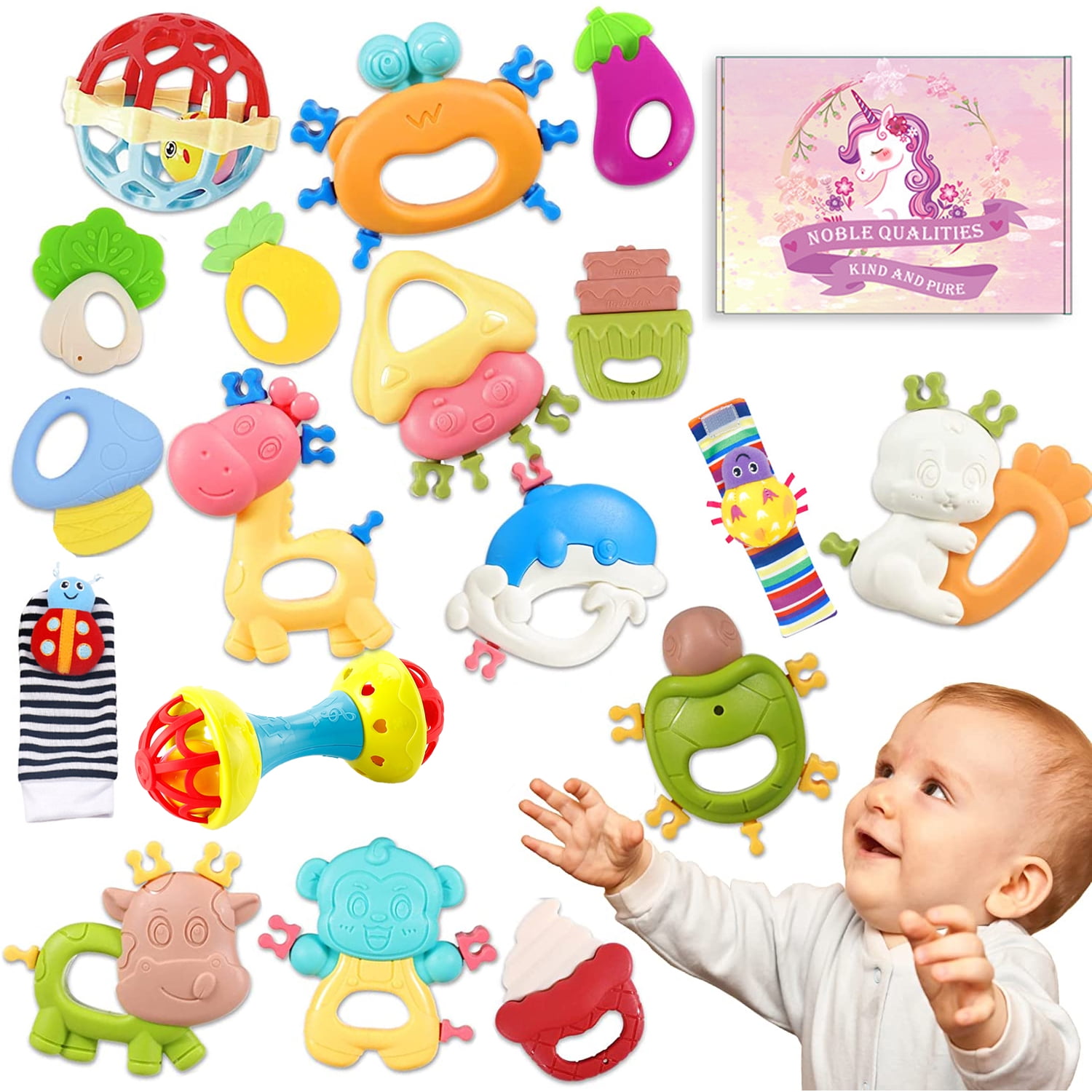 SytleCarry 18 Pcs Baby Rattles Toys, Baby Toys 612 Months, Infant Toys, Teething Toys, Girl