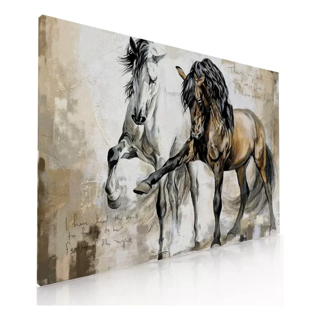 Cuadro Decorativo Para Sala Recamara u Oficina Caballos Duo