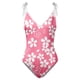 thumbnail image 2 of Gibobby Trajes de Baño Mujer Traje de baño con estampado de flores y cuello en V para mujer Conjuntos de bikini con falda y delantal(Rosa,M), 2 of 4