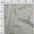 thumbnail image 1 of oneOone Rayon Light Gray Fabric Leaves & Flower Floral Dress Material Fabric Print Fabric By The Yard 56 Inch Wide, 1 of 6