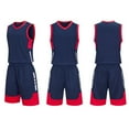 thumbnail image 2 of HAOTAGS 2Pcs Boys Basketball Jersey Set(4-16), Youth Lightweight Basketball Tank Top and Track Shorts Dark Blue, 2 of 7