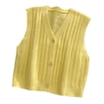 thumbnail image 1 of Chaleco Sin mangas Chaleco con botones Suéter informal de color sólido con parte superior suelta, Amarillo Yuarrent AP001456-01, 1 of 7
