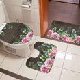 thumbnail image 5 of Roses Eucalyptus Leaf Bathroom Rugs Set Spring Watercolor Floral Walnut Wood Non Slip Absorbent Soft Bath Mats 3 Piece Set with Bathroom Rug, U-Shaped Floor Mat, Toilet Seat Cover Large Size, 5 of 9