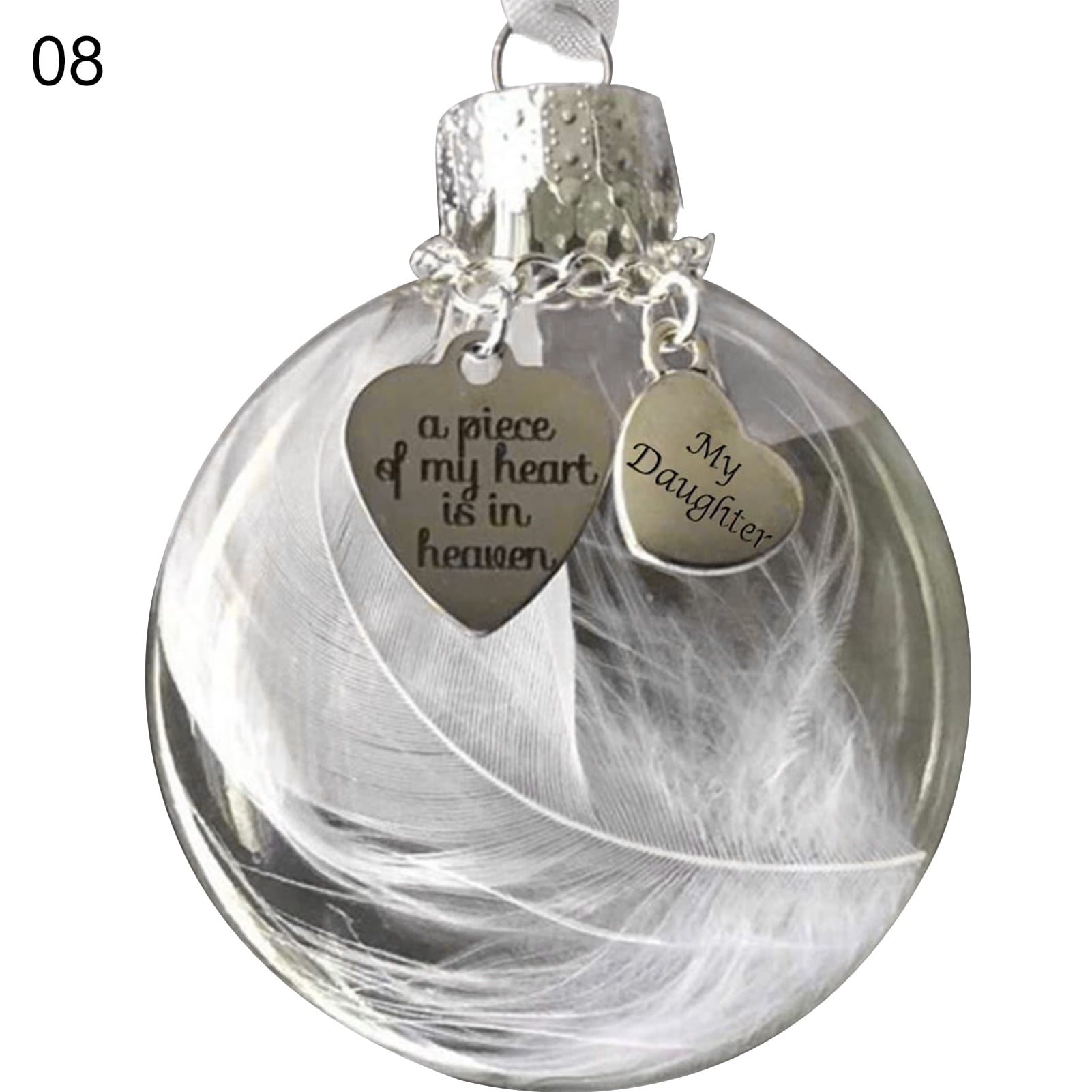 Christmas Bauble Badminton Feather Ball Memorial Ornament Glass Hanging