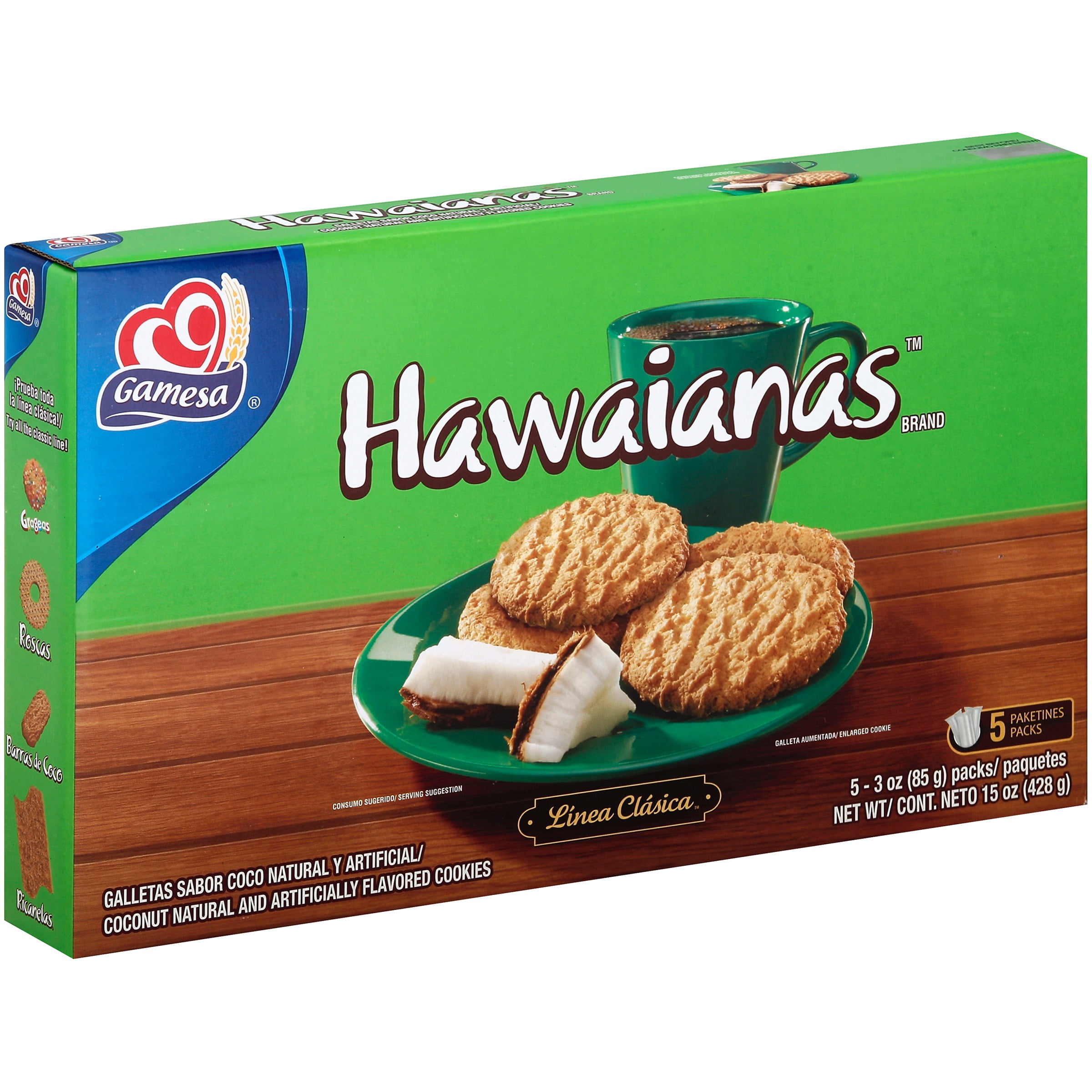 Gamesa Hawaiians Coconut Cookies, 3 Oz., 5 Count