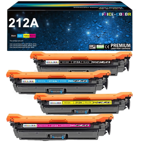 Paquete de 4 cartuchos de tóner de repuesto para HP 212A para M555