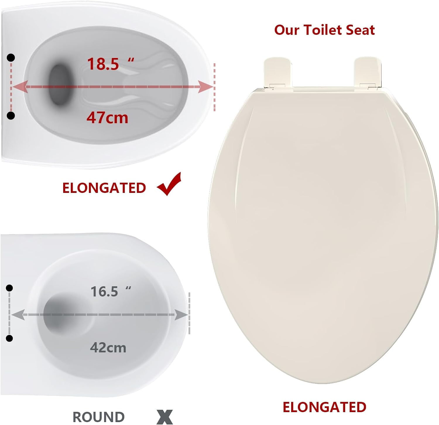 Toilet Seat Elongated,Toilet Seat with Toddler Seat Built in, Potty Training Toilet Seat Elongated Fits Both Adult and Child, with Soft Close, Easy Install and Clean - Elongated Almond
