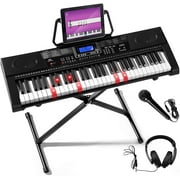Mustar Products 61 Lighted Keys Electronic Keyboard Piano Set w/Lighted Keys,LCD Screen,Headphones, Microphone