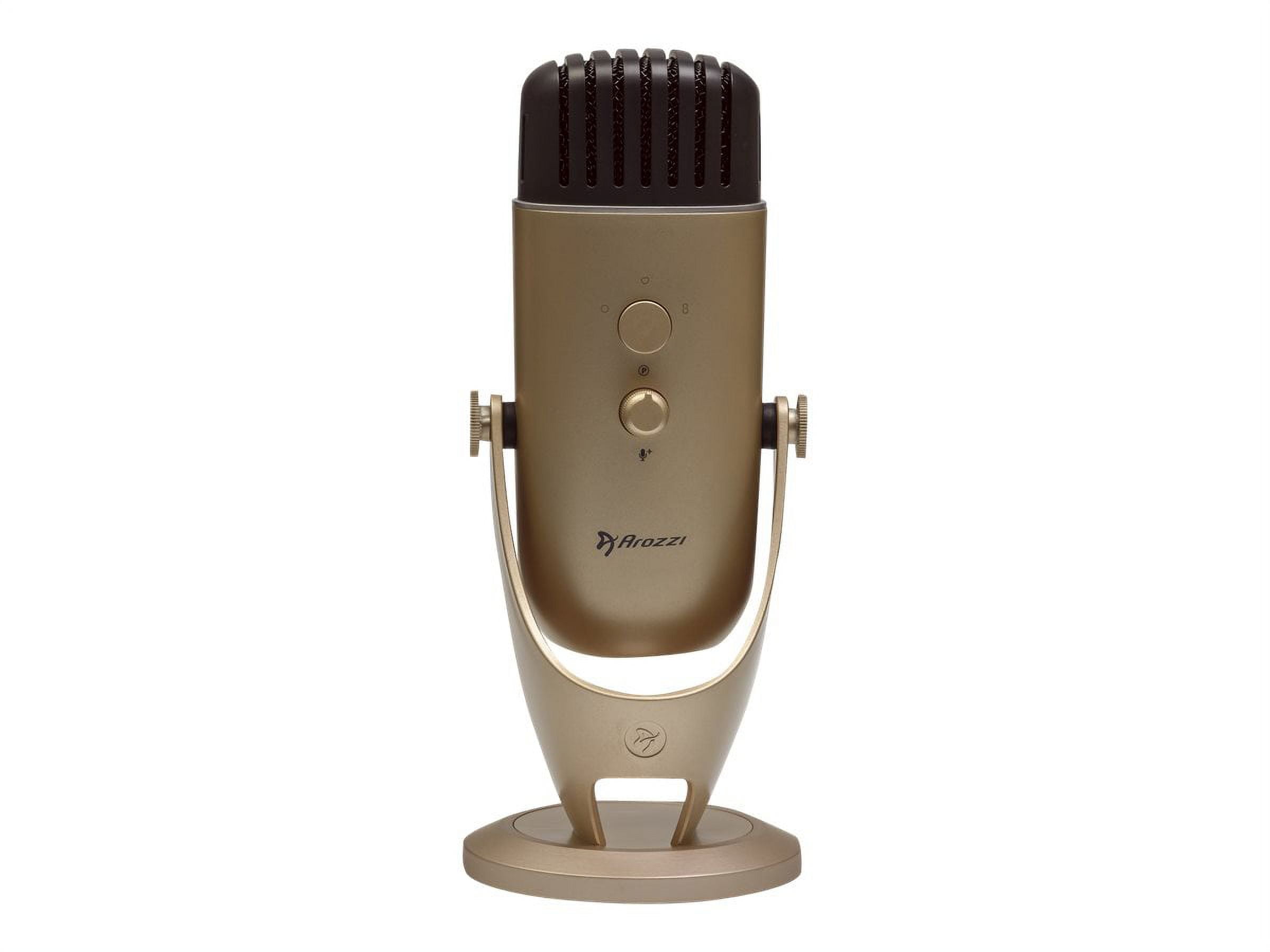 Arozzi Colonna Professional USB Condenser Microphone for PC, Mac, Gaming, Recording, Streaming, Podcasting on PC, Desktop Mic with Multi Pick-up Patterns - Gold