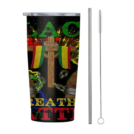 

Black Breaths Matter Christian Cross 20oz Tumbler Insulated Stainless Steel Water Bottle Portable Travel Coffee Tea Mug Cup