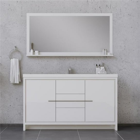 60 in. Sortino Single Modern Bathroom Vanity, White