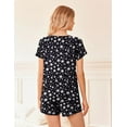 thumbnail image 3 of Ensemble de Pyjama 2 Pcs pour Femmes Manches Courtes Vêtements de Nuit Doux Col Rond Ensemble de Shorts Imprimés avec Poches P-TTG, 3 of 5