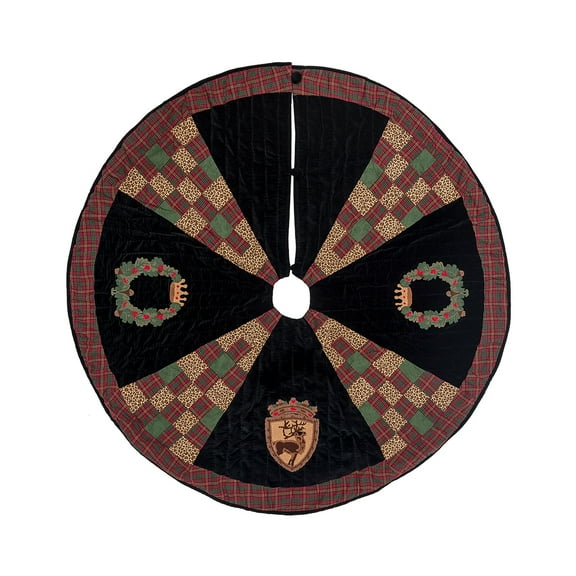 Blair Castle Checkered Wedges Patchwork 100% Cotton Christmas Tree Skirt 54"