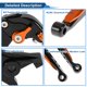 thumbnail image 4 of Palancas de freno y embrague cortas y largas para Kawasaki ER-5 2004-2005, palanca de manillar de motocicleta ajustable, aleación de aluminio, cabeza negra, mango naranja, 4 of 6