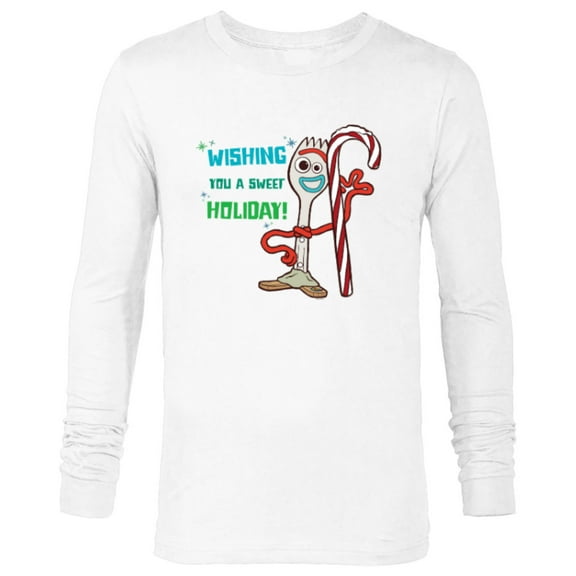 Disney PIXAR Toy Story Forky Wishing You A Sweet Holiday - Long Sleeve T-Shirt for Men - Customized-White