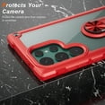 thumbnail image 5 of Dteck for Samsung S24 Ultra Case, Shockproof Crystal Clear Anti-Yellow Heavy Duty Acrylic Protective Phone Case with Magnetic Kickstand Cover, Red, 5 of 6