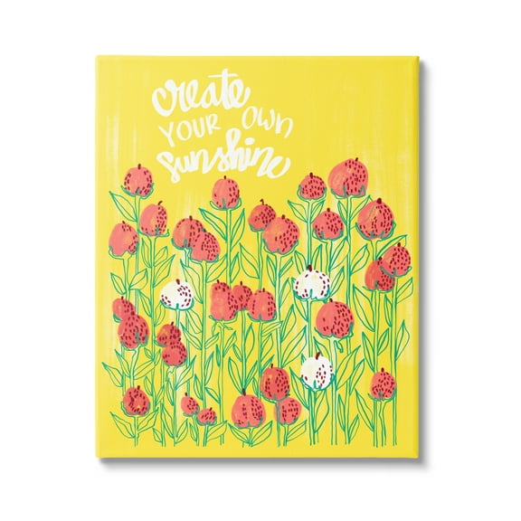Stupell Industries Create Your Sunshine Floral Botanical & Floral Painting Gallery Wrapped Canvas Print Wall Art, 16 x 20