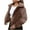 Khaki, variant on Homenesgenics Winter Jackets for Women Plus Size under $10.00 Women's Fashion Winter Warm Plush Zipper Solid Color Long Sleeve Coat Brown XL