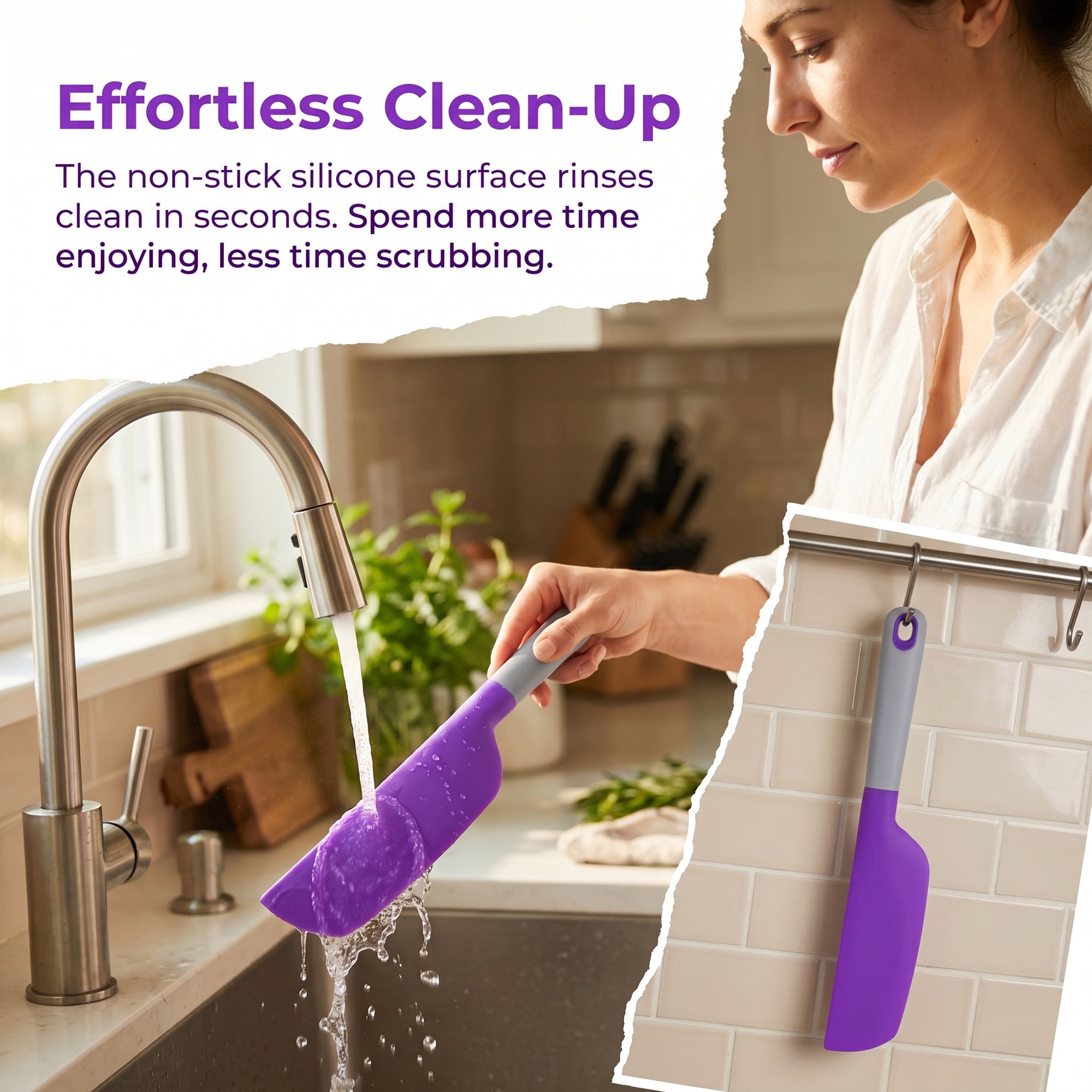 Unique Bargains Heat-Resistant Dishwasher Safe Spatula Cooking Utensil Purple 13" x 2.2"