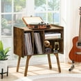thumbnail image 5 of Joaxswe Record Player Stand, Vinyl Record Player Storage Table Holds up to 120 Albums, Record Player Cabinet for Bedroom Living Room, Brown, 5 of 6