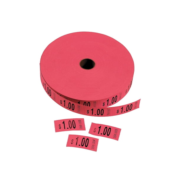 Fun Express - Red $1.00 Single Roll Tickets - Party Supplies - Entertainment - Admission Tickets & Wristbands - 1 Piece