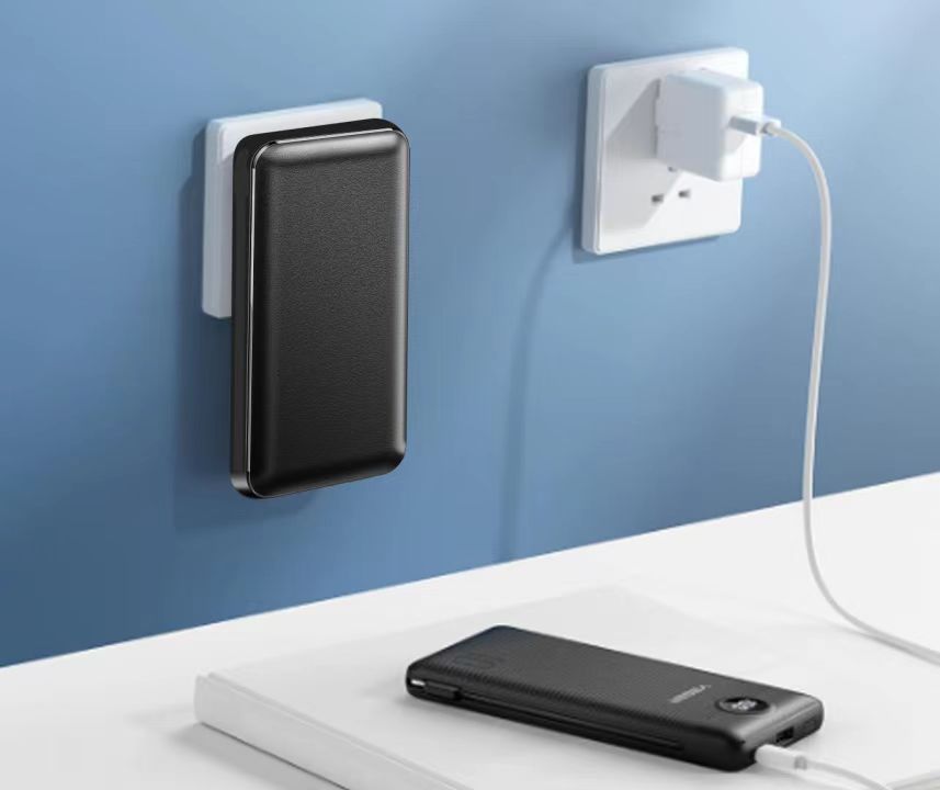 SOLPOWBEN 20000mAh Portable Charger Power Bank for iPhone, Cell Phone Portable Power Banks with Built-in Cables and AC Wall Plug, Dual USB Output Battery Pack for Android, Galaxy, Pixel (Black)