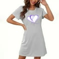 thumbnail image 2 of Fartey Women's Heart Graphic Nightgown Cute Short Sleeve Sleepwear Soft Comfy Crew Neck Loungewear Loose Lightweight Short Nightdress Gray M, 2 of 4
