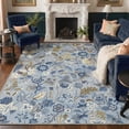 thumbnail image 2 of GENIMO 5'x7' Area Rug for Living Room, Machine Washable Non Slip Low Pile Rug for Bedroom Dining Room, Botanical Floral, Dusty Blue, 2 of 7