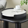 thumbnail image 2 of DecMode 19" x 19" White Marble Round Tray with Black Metal Frame, 1-Piece, 2 of 9