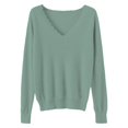 thumbnail image 4 of IMENGL Women's spring solid short lace v neck pullover, Green M, Size M-2XL, 4 of 4