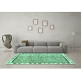 thumbnail image 3 of Ahgly Company Machine Washable Indoor Square Abstract Turquoise Blue Modern Area Rugs, 5' Square, 3 of 4