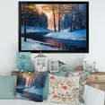 thumbnail image 3 of Designart 'Morning Glow Through The Christmas Forest By The River' Lake House Framed Art Print, 3 of 4