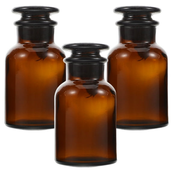 GOOHOCHY 3pcs Glass Dropper Bottles With Wide Mouth Airtight Reagent Containers For Chemical Samples With Easy To Clean
