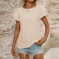 thumbnail image 6 of iHengLiXing Plus Size Spring Tops for Women 2025 Dressy Casual Women's Fashion Summer Solid Color Round-Neck Short Sleeve Blouses Beige L, 6 of 7