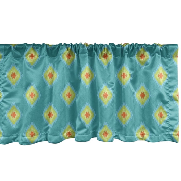 Ambesonne Mexican Window Valance, Aztec Inspired Art, 54" X 18", Seafoam and Multicolor