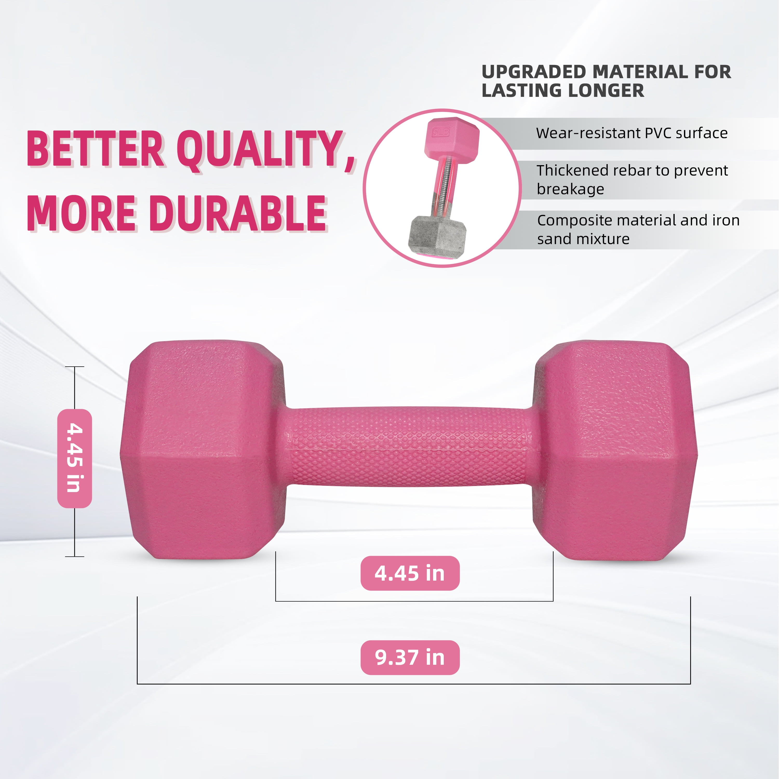 ZTTENLLY Dumbbell Sets with Easy Grip, 5LB Pair, Red, Strength Training