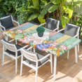 thumbnail image 2 of Easter Table Cloths for 5 Foot Rectangle Tables, Spring Rabbit Ears Foot Eggs Floral Wooden Grain Patio Waterproof Elastic Fitted Tablecloths, Washable Rectangular Table Cover for Camping, 2 of 8