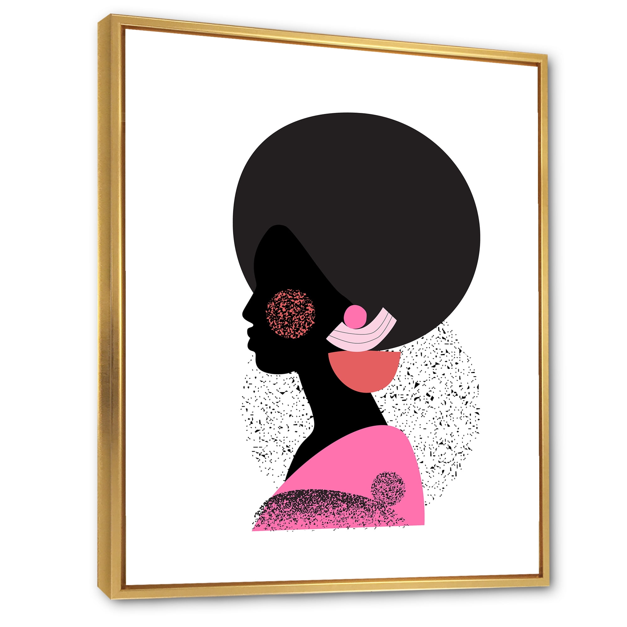 Designart 'Ethnic Geometric Silhouette of African American I' Modern Framed Canvas Wall Art Print