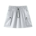 thumbnail image 3 of ZZwxWA Women's Cargo Mini Skirt High Waisted Drawstring A-Line Quick Dry Workout Short Skirt with Pockets Y2K Cargo Skirts, 3 of 5