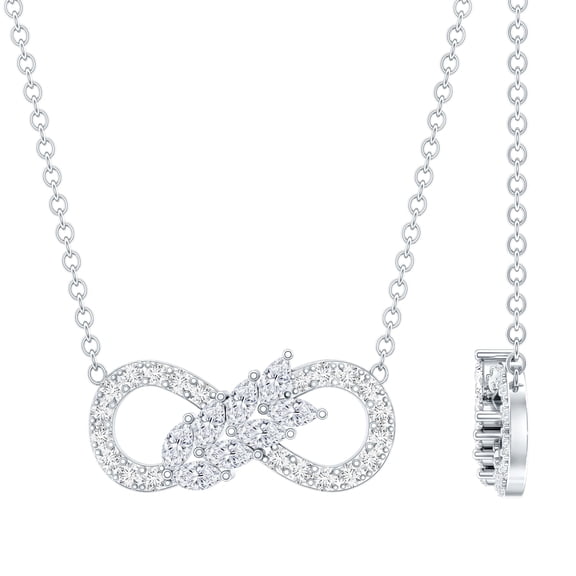 Rosec Jewels Lab Grown Diamond Infinity Necklace - Nature Inspired Vine Leaf Necklace for Anniversary - EF-VS Grade, 925 Sterling Silver